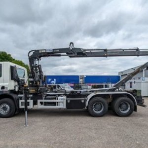 foto 6x4/Eur5 DAF Roll off tipper + Crane HIAB